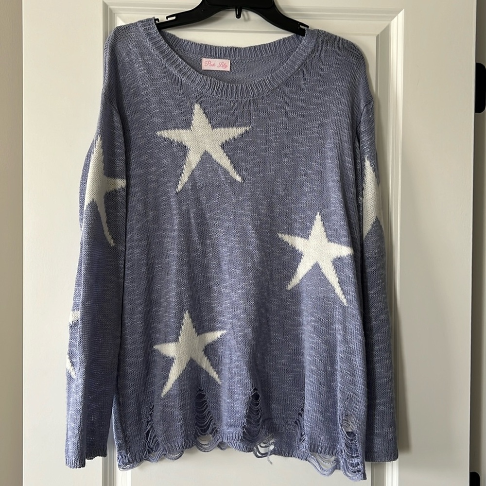 Pink Lily distressed sweater